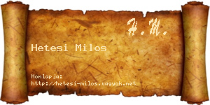 Hetesi Milos névjegykártya